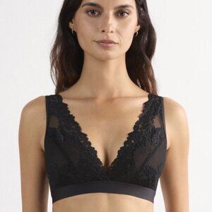 NWT Intimissimi Pretty Flowers Lara Triangle Bra, Black, size 36B